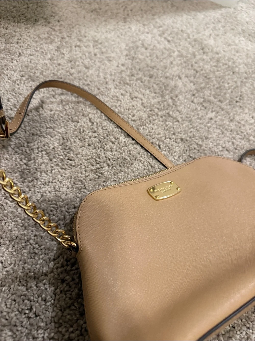 Michael Kors Beige Leather Crossbody with Gold Hardware